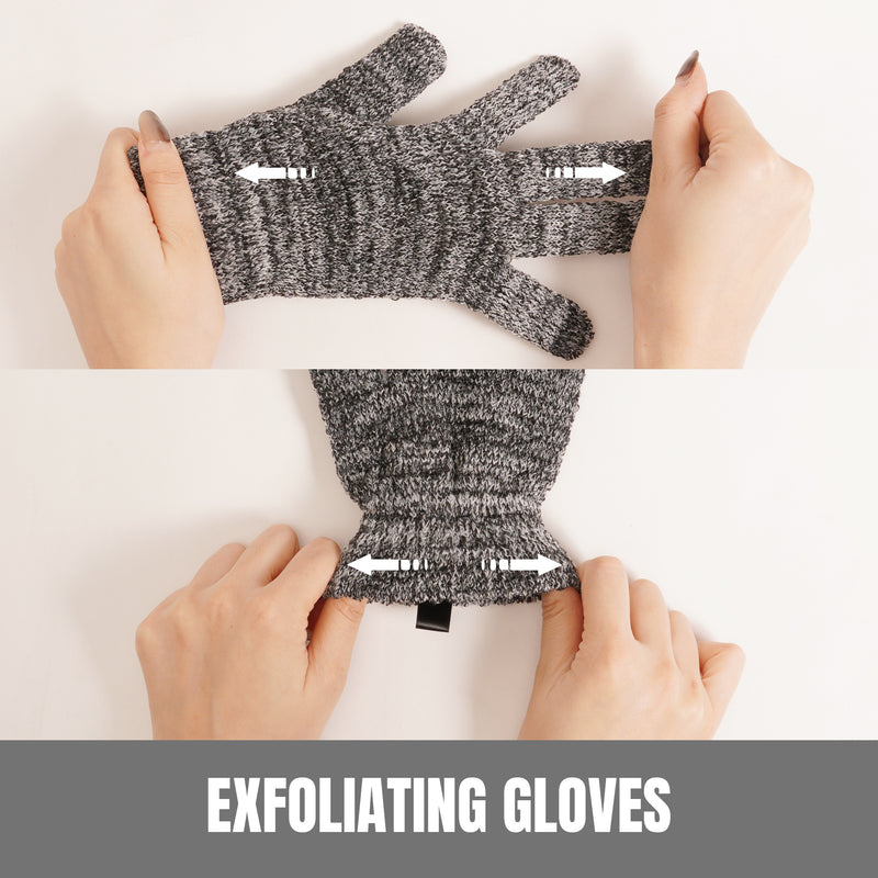 CHARCOAL INFUSED YARN EXFOLIATING BODY GLOVES