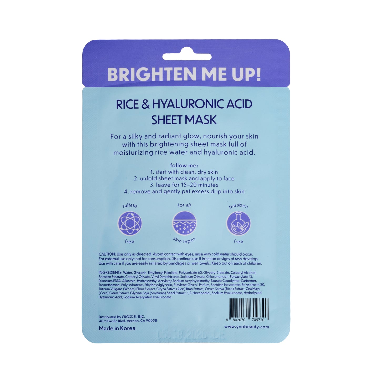 BRIGHTEN ME UP! MOISTURIZING BOOSTER RICE & HYALURONIC ACID SHEET MASK