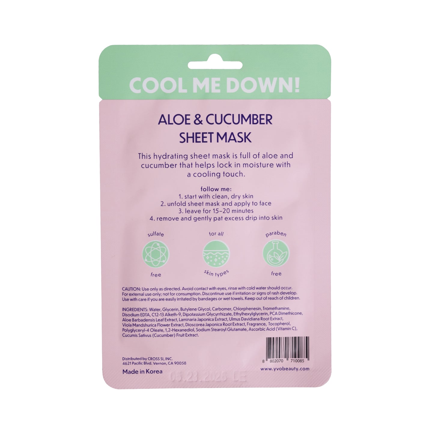 COOL ME DOWN! SOOTHING BOOSTER ALOE & CUCUMBER SHEET MASK