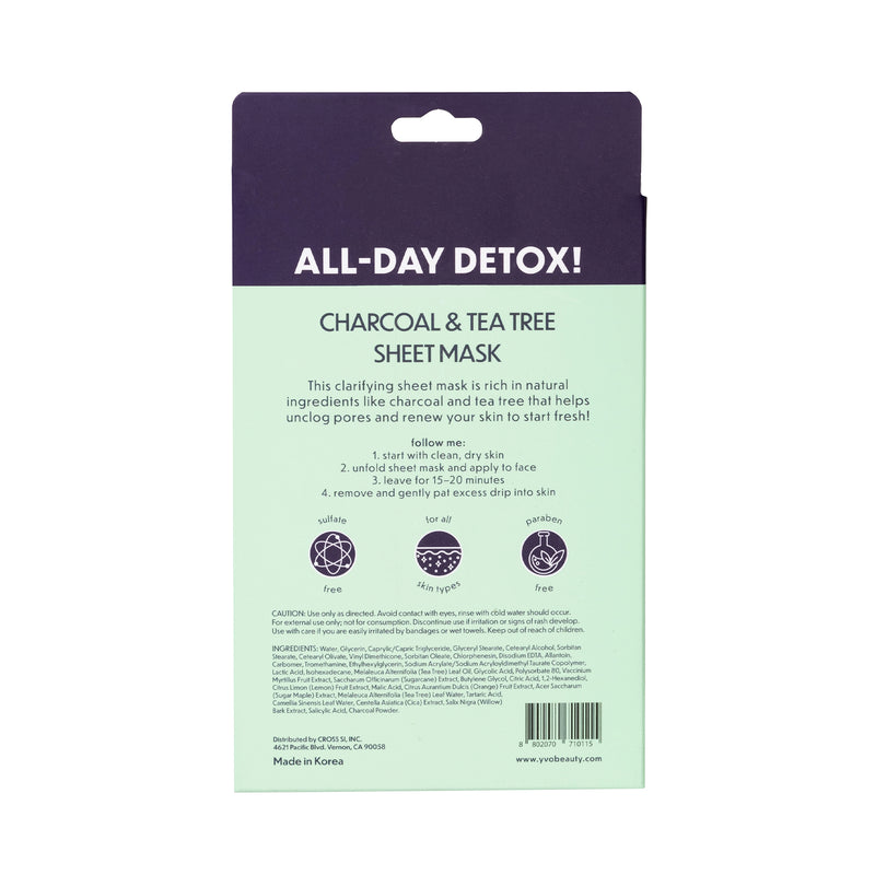 ALL DAY DETOX! CLARIFYING BOOSTER CHARCOAL & TEA TREE SHEET MASK