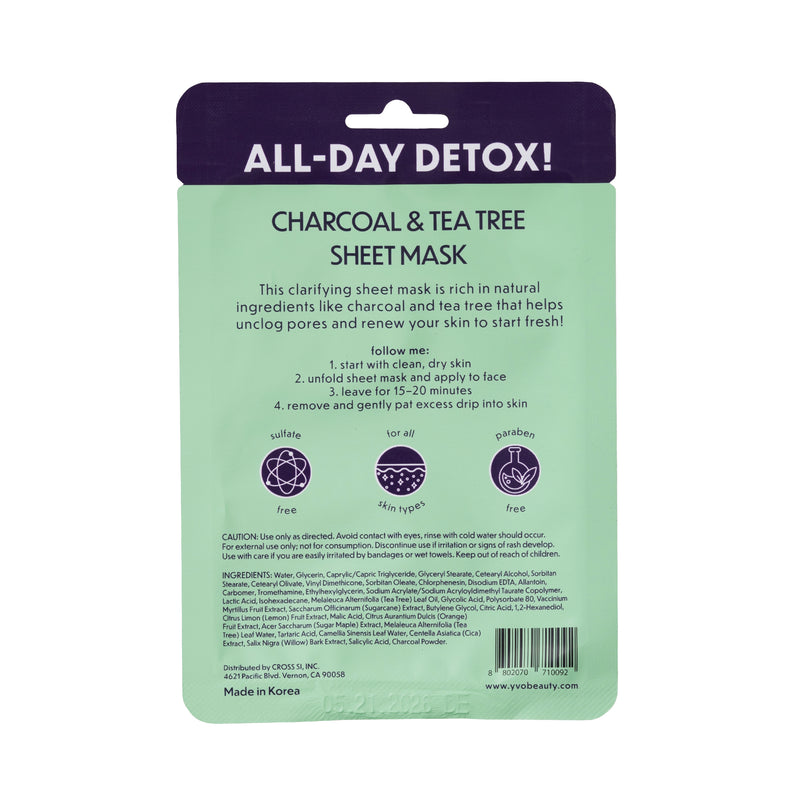 ALL DAY DETOX! CLARIFYING BOOSTER CHARCOAL & TEA TREE SHEET MASK