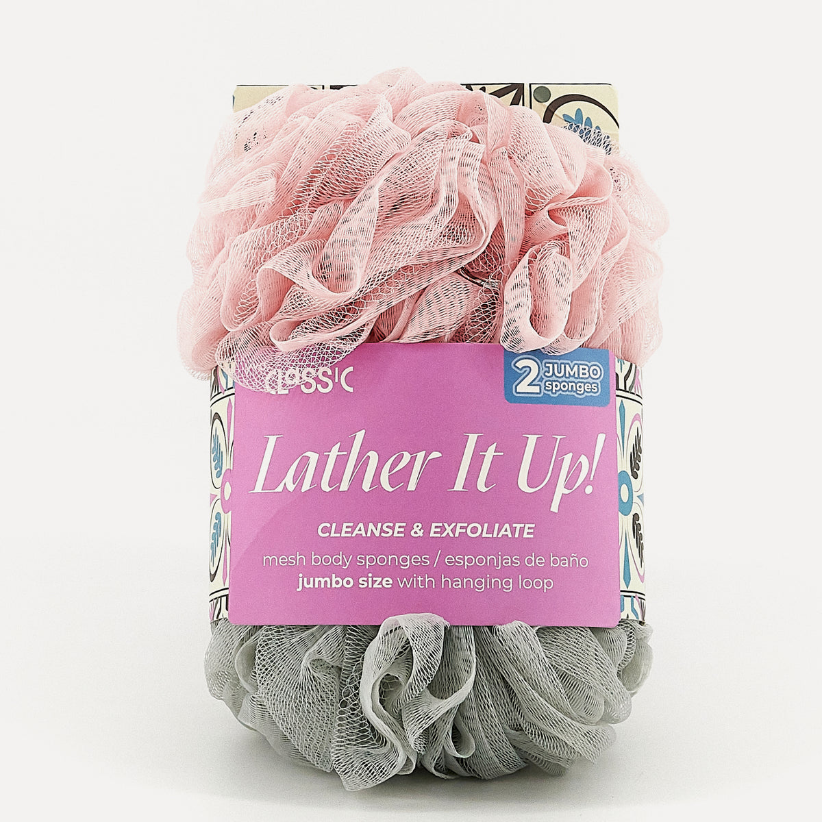 Pink Rope Loop Sponge MESH SPONGES 2 PK (PINK / GREY) – yvo beauty