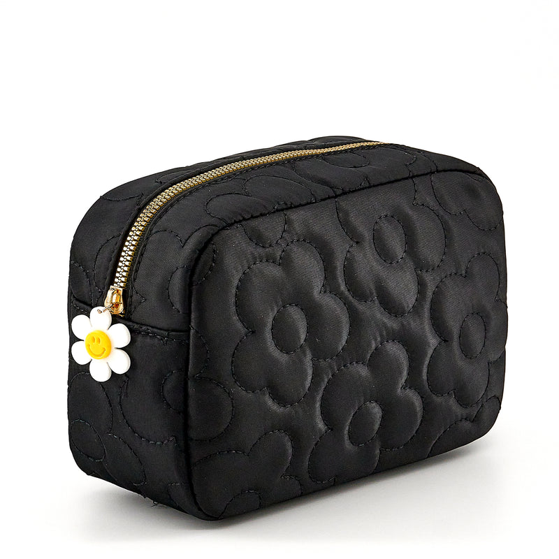 Quilted Flower – Carry-All Rectangle Pouch (BLACK)