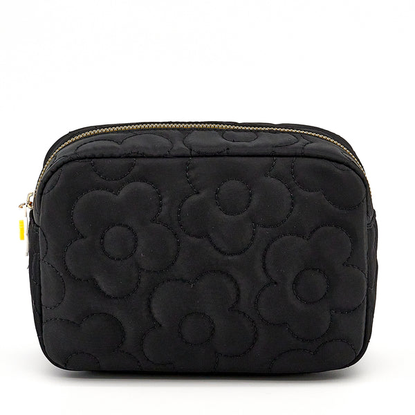 Quilted Flower – Carry-All Rectangle Pouch (BLACK)
