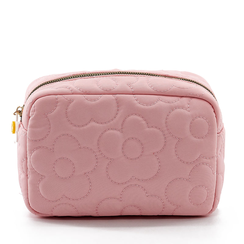 Quilted Flower – Carry-All Rectangle Pouch (PINK)