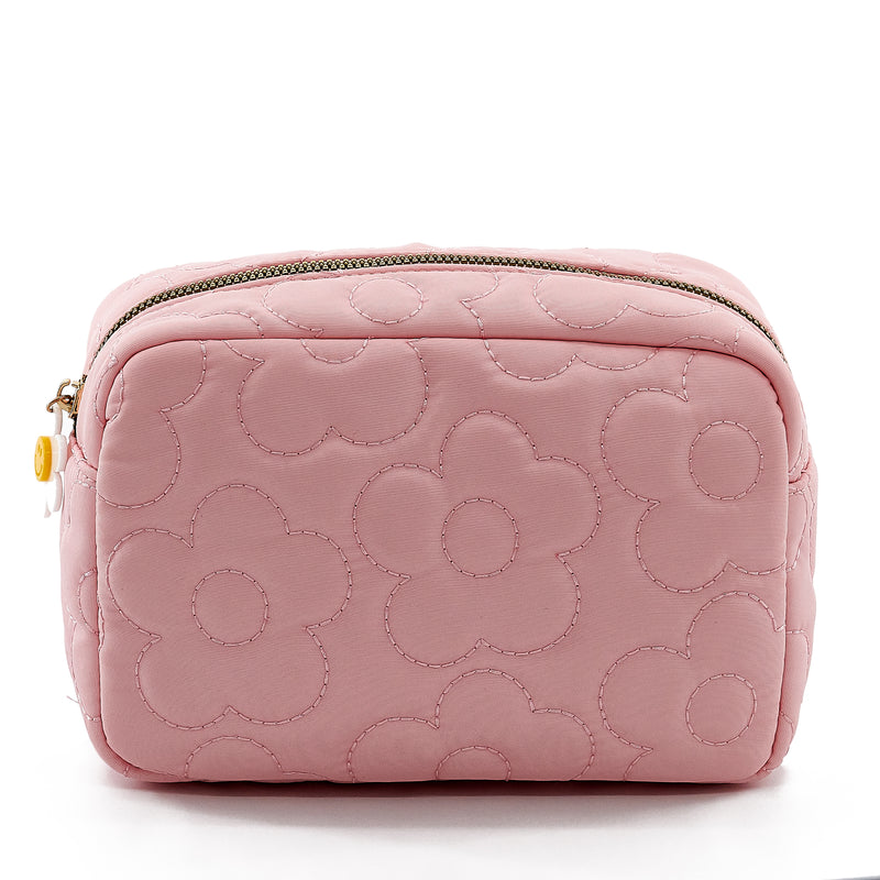 Quilted Flower – Carry-All Rectangle Pouch (PINK)