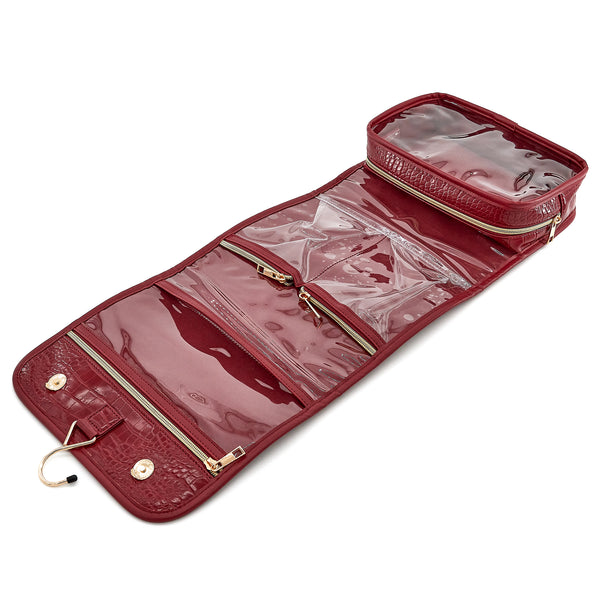 Faux Croc – Travel Hanging Pouch (Red)
