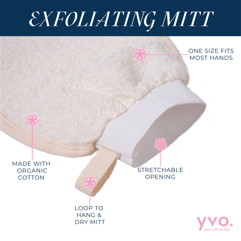 TWO SIDED ORGANIC COTTON & TERRY CLOTH EXFOLIATING BODY MITT